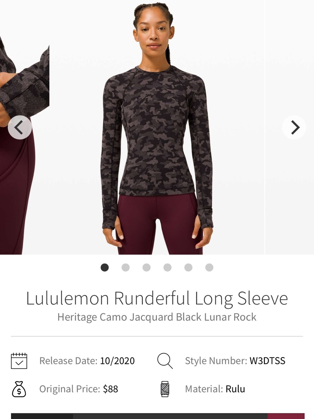 lululemon athletica Runderful Long Sleeve in Heritage Camo Black Lunar Rock